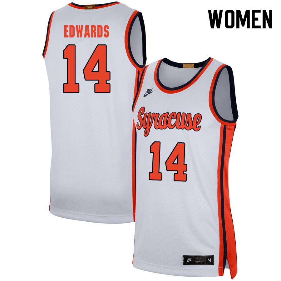 2020 Women #14 Jesse Edwards Syracuse Orange College Basketball Jerseys Sale-White